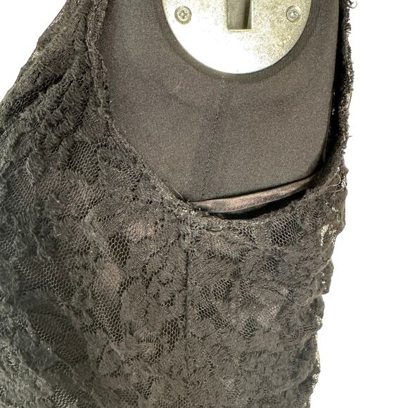 Y2K Calvin Klein Lace Overlay Slip Dress Set – Size 6 Little Black Party Dress - Picture 8 of 16